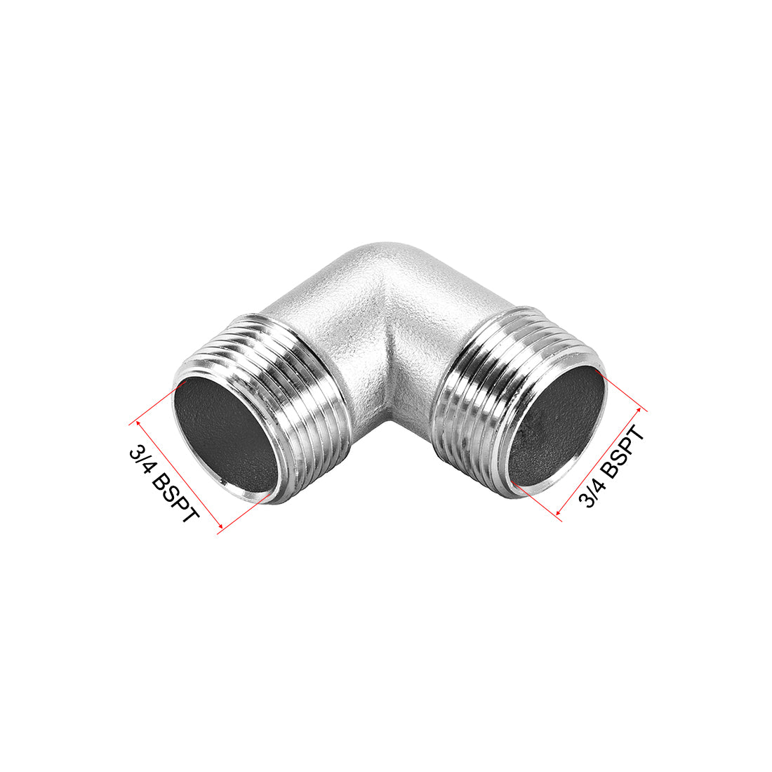 uxcell Uxcell 304 Edelstahl Gussrohrverbindung 90 Grad 3/4 BSPT Stecker X 3/4 BSPT Außengewinde