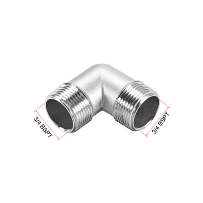 Harfington Uxcell 304 Edelstahl Gussrohrverbindung 90 Grad 3/4 BSPT Stecker X 3/4 BSPT Außengewinde