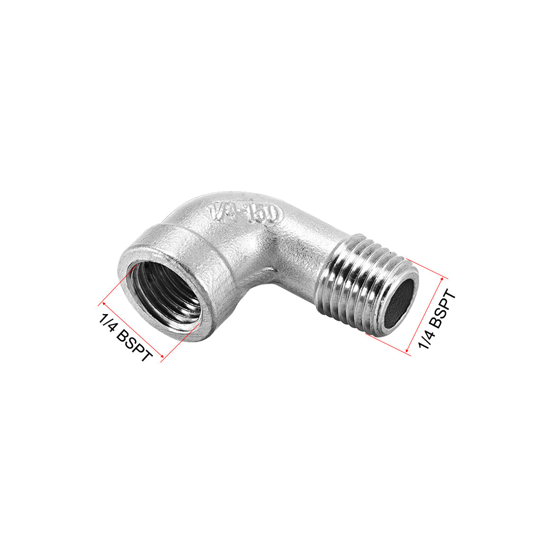 uxcell Uxcell Stainless Steel 304 Pipe Fitting Elbow 1/4BSPT Female x 1/4BSPT Male 3pcs