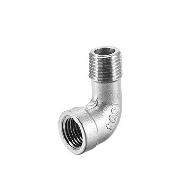 Harfington Uxcell Stainless Steel 304 Pipe Fittings Elbow 1/4BSPT Female x 1/4BSPT Male