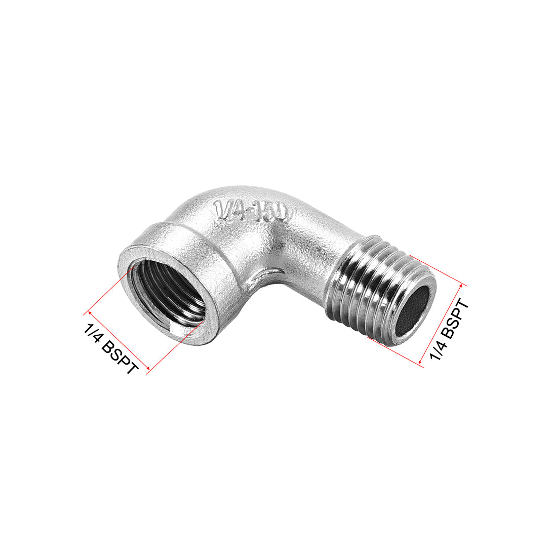 uxcell Uxcell Stainless Steel 304 Pipe Fittings Elbow 1/4BSPT Female x 1/4BSPT Male 2pcs