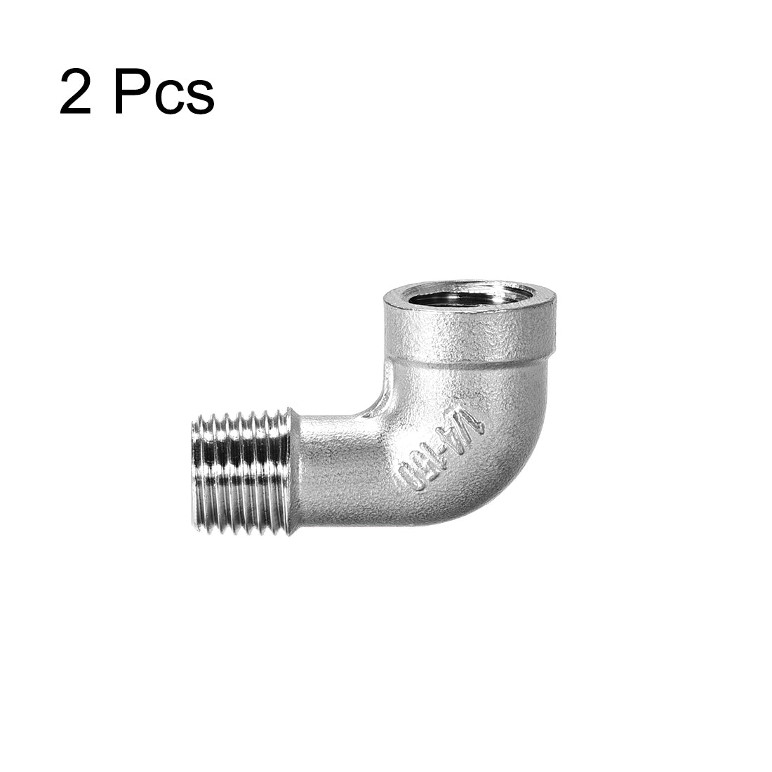 uxcell Uxcell Stainless Steel 304 Pipe Fittings Elbow 1/4BSPT Female x 1/4BSPT Male 2pcs