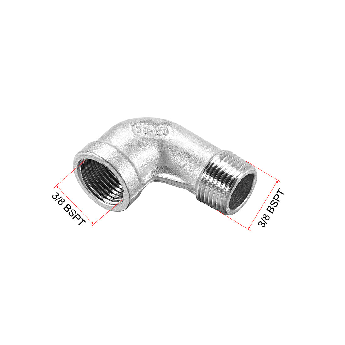 uxcell Uxcell Stainless Steel 304 Pipe Fittings Elbow 3/8BSPT Female x 3/8BSPT Male