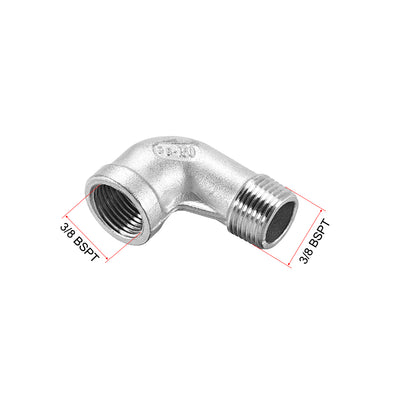 Harfington Uxcell Stainless Steel 304 Pipe Fittings Elbow 3/8BSPT Female x 3/8BSPT Male