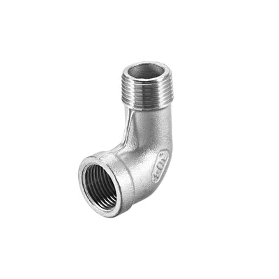 Harfington Uxcell Stainless Steel 304 Pipe Fittings Elbow 3/8BSPT Female x 3/8BSPT Male