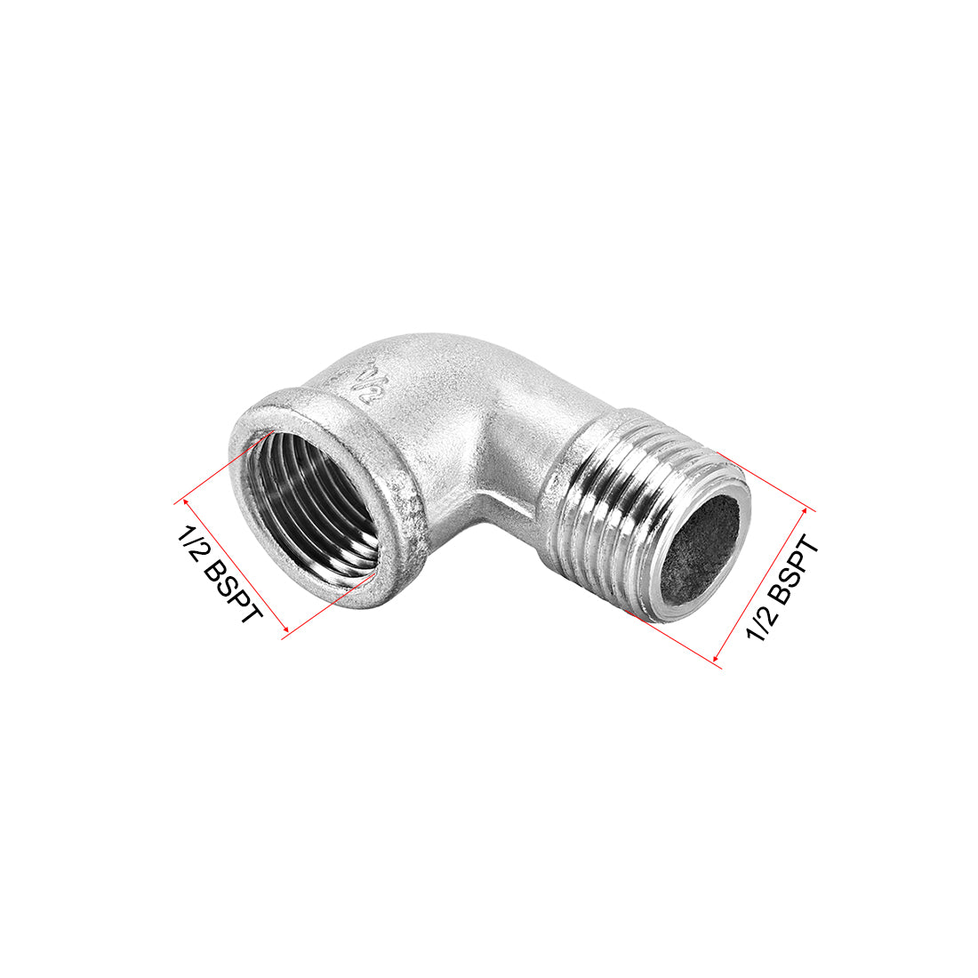 uxcell Uxcell Stainless Steel 201 Pipe Fittings Elbow 1/2BSPT Female x 1/2BSPT Male