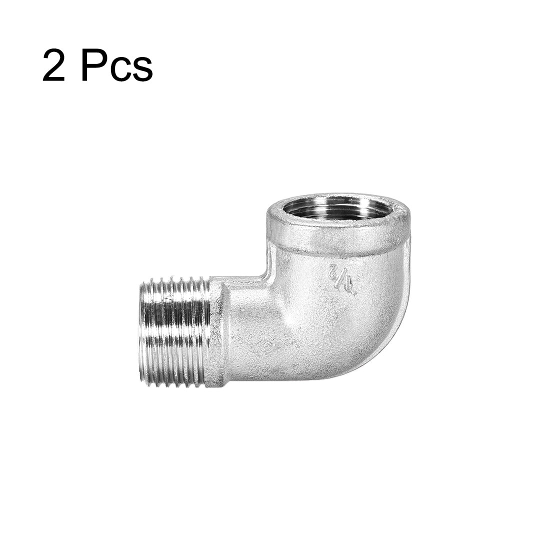 uxcell Uxcell Stainless Steel 201 Pipe Fittings Elbow 1/2BSPT Female x 1/2BSPT Male 2pcs