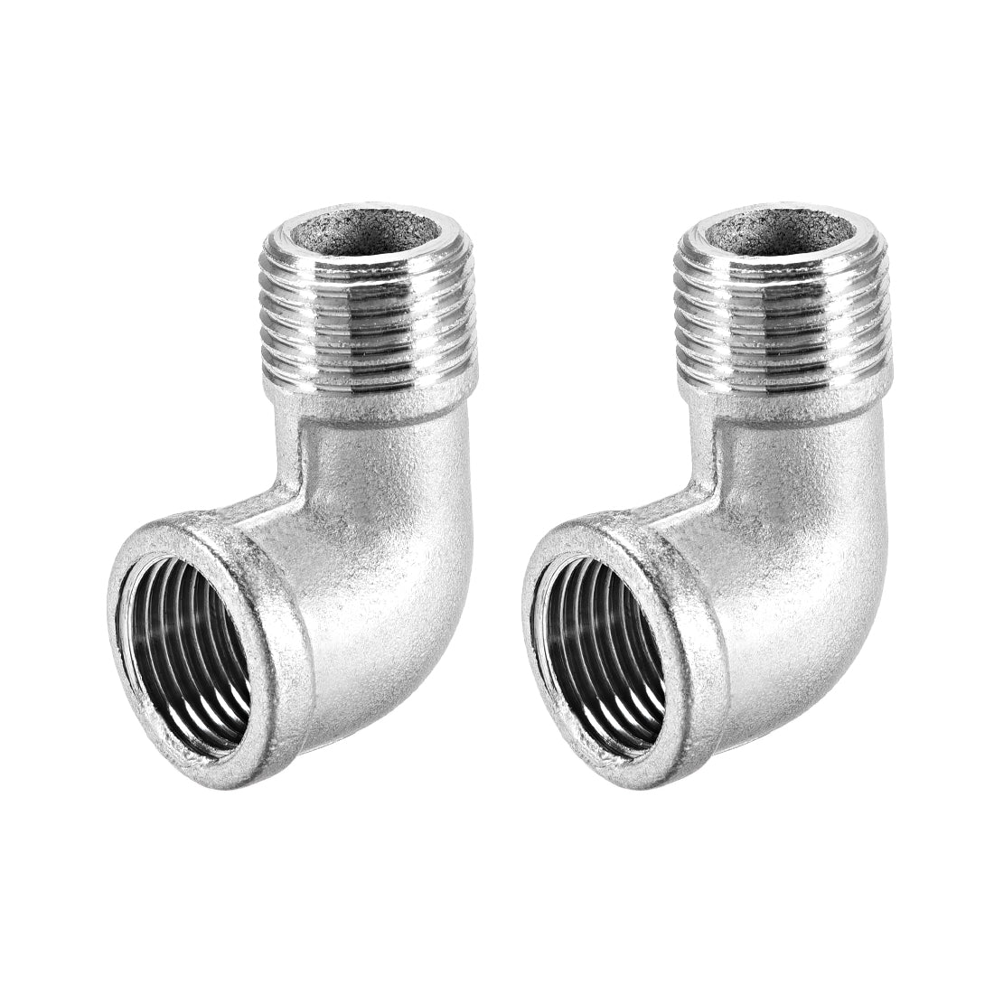 uxcell Uxcell Stainless Steel 201 Pipe Fittings Elbow 1/2BSPT Female x 1/2BSPT Male 2pcs