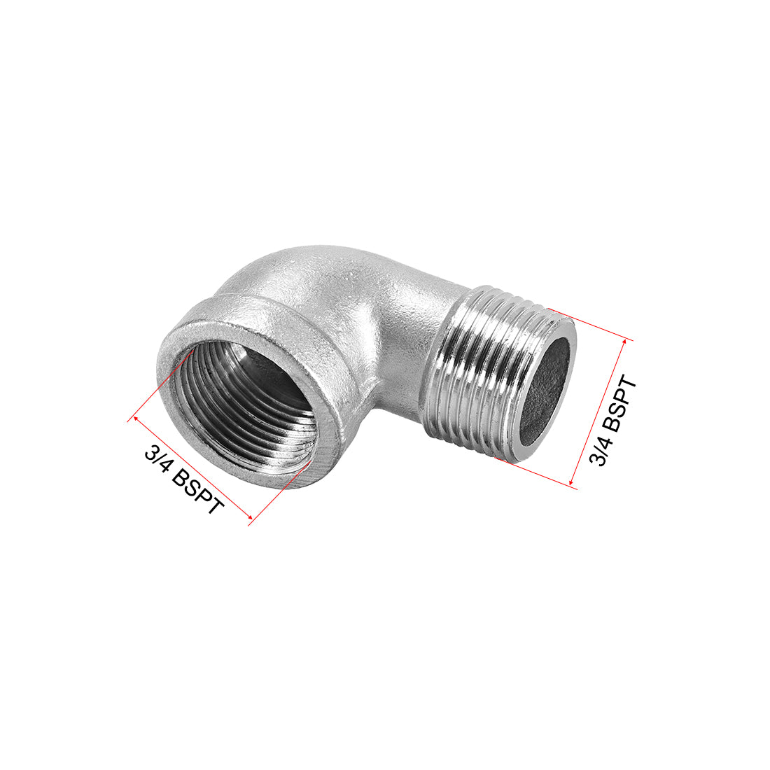 uxcell Uxcell Stainless Steel 201 Pipe Fittings Elbow 3/4BSPT Female x 3/4BSPT Male