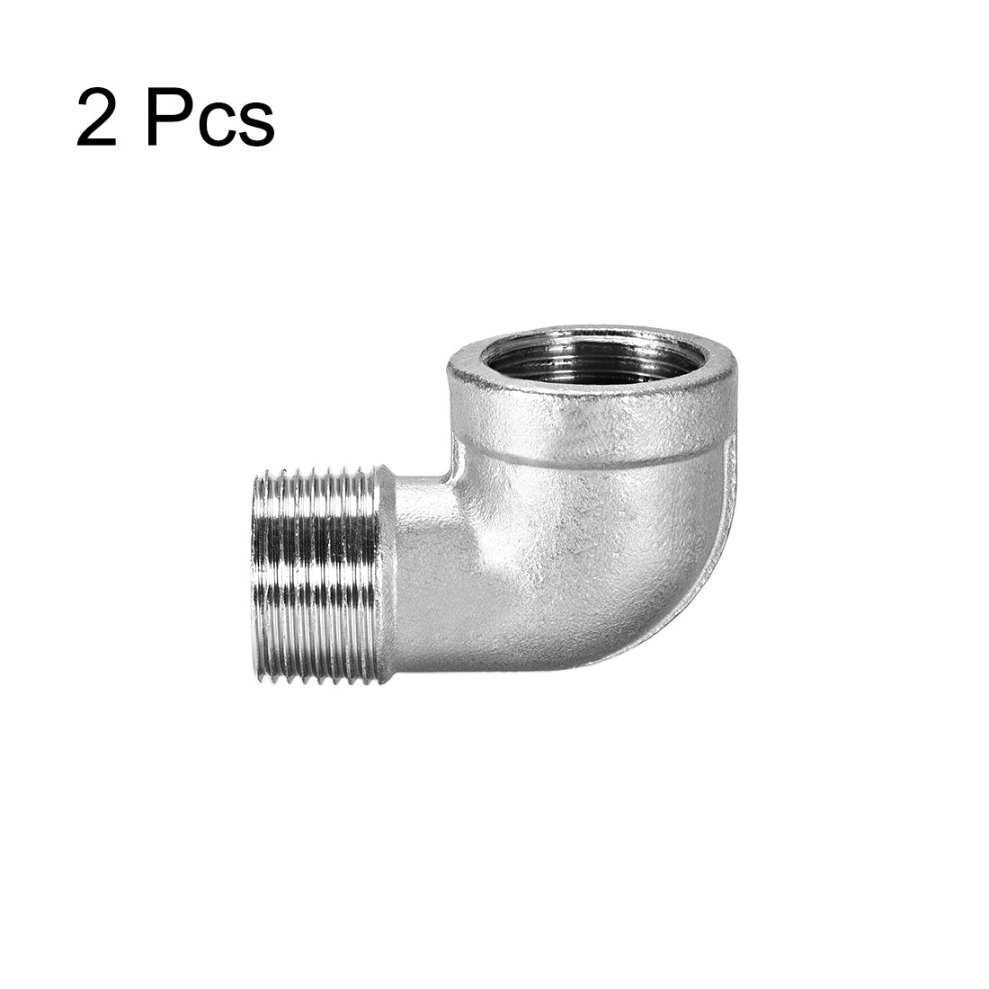 uxcell Uxcell Stainless Steel 201 Pipe Fittings Elbow 3/4BSPT Female x 3/4BSPT Male 2pcs