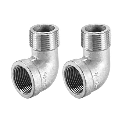 Harfington Uxcell Stainless Steel 201 Pipe Fittings Elbow 3/4BSPT Female x 3/4BSPT Male 2pcs