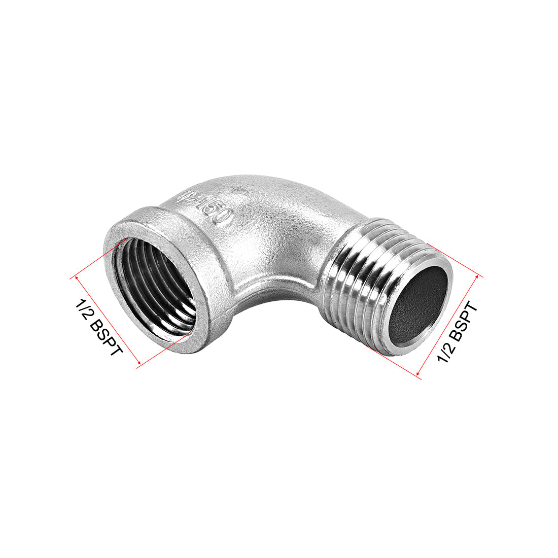 uxcell Uxcell Stainless Steel 316 Pipe Fitting Elbow 1/2BSPT Female x 1/2BSPT Male