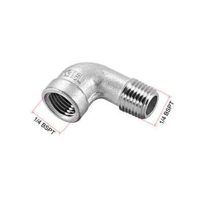 Harfington Uxcell Stainless Steel 316 Pipe Fitting Elbow 1/4BSPT Female x 1/4BSPT Male