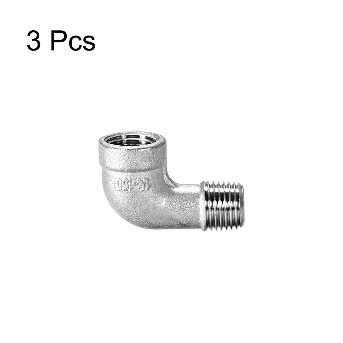 uxcell Uxcell Stainless Steel 316 Pipe Fitting Elbow 1/4BSPT Female x 1/4BSPT Male 3pcs