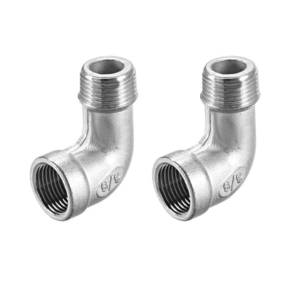 Harfington Uxcell Stainless Steel 316 Pipe Fitting Elbow 3/8BSPT Female x 3/8BSPT Male 2pcs