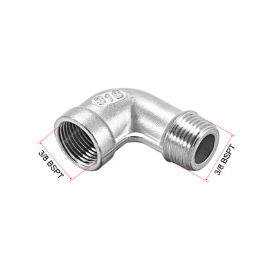 Harfington Uxcell Stainless Steel 316 Pipe Fitting Elbow 3/8BSPT Female x 3/8BSPT Male 3pcs