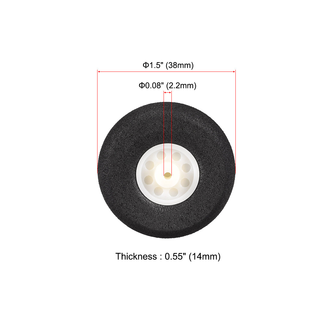 uxcell Uxcell RC Airplane Wheels - 4PCS RC Airplane Aircraft Sponge Wheels 1.5 inch x 0.08 inch