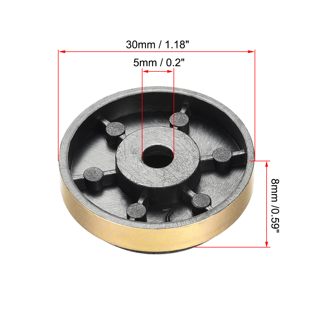 uxcell Uxcell 4 Pcs D30xH8mm Plastic Feet Anti-Vibration Base Pad Stand for Speaker Guitar Amplifier HiFi Gold Tone