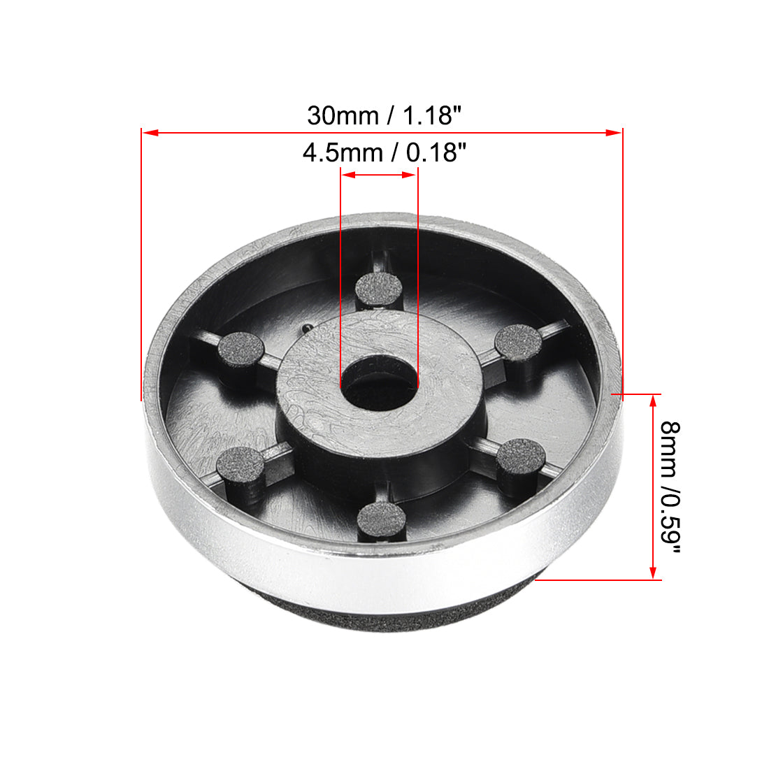 uxcell Uxcell 8 Pcs D30xH8mm Plastic Feet Anti-Vibration Base Pad Stand for Speaker Guitar Amplifier HiFi Silver Tone