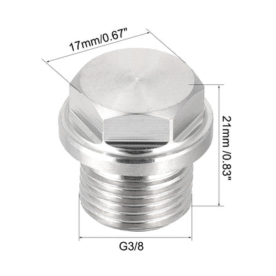 Harfington Uxcell G3/8 Male Outer Hex Head Plug 304 Stainless Steel Solid Thread Pipe Fitting