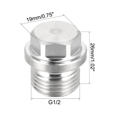 Harfington Uxcell G1/2 Male Outer Hex Head Plug 304 Stainless Steel Solid Thread Pipe Fitting