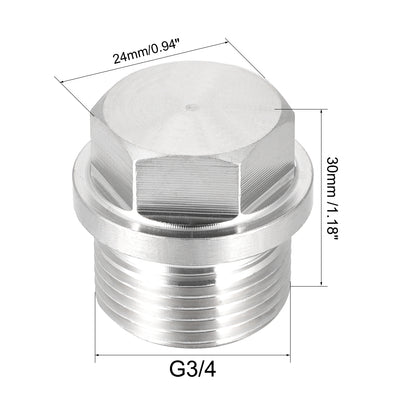 Harfington Uxcell G3/4 Male Outer Hex Head Plug 304 Stainless Steel Solid Thread Pipe Fitting 2Pcs