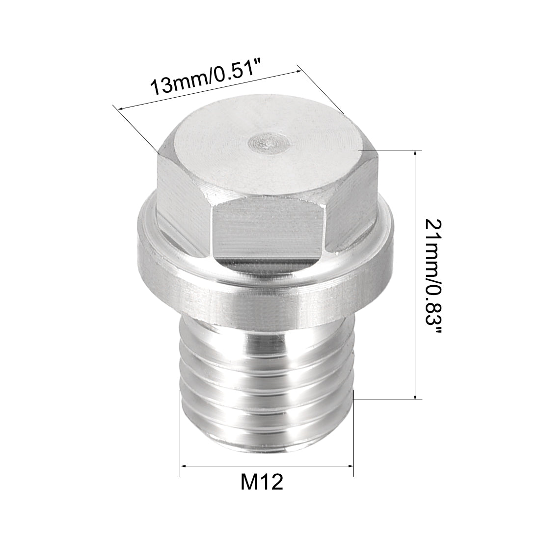 uxcell Uxcell M12 x 1.5 Male Outer Hex Head Plug - 304 Stainless Steel Solid Thread Corrosion Resistant Bung Plug Pipe Fitting 3Pcs