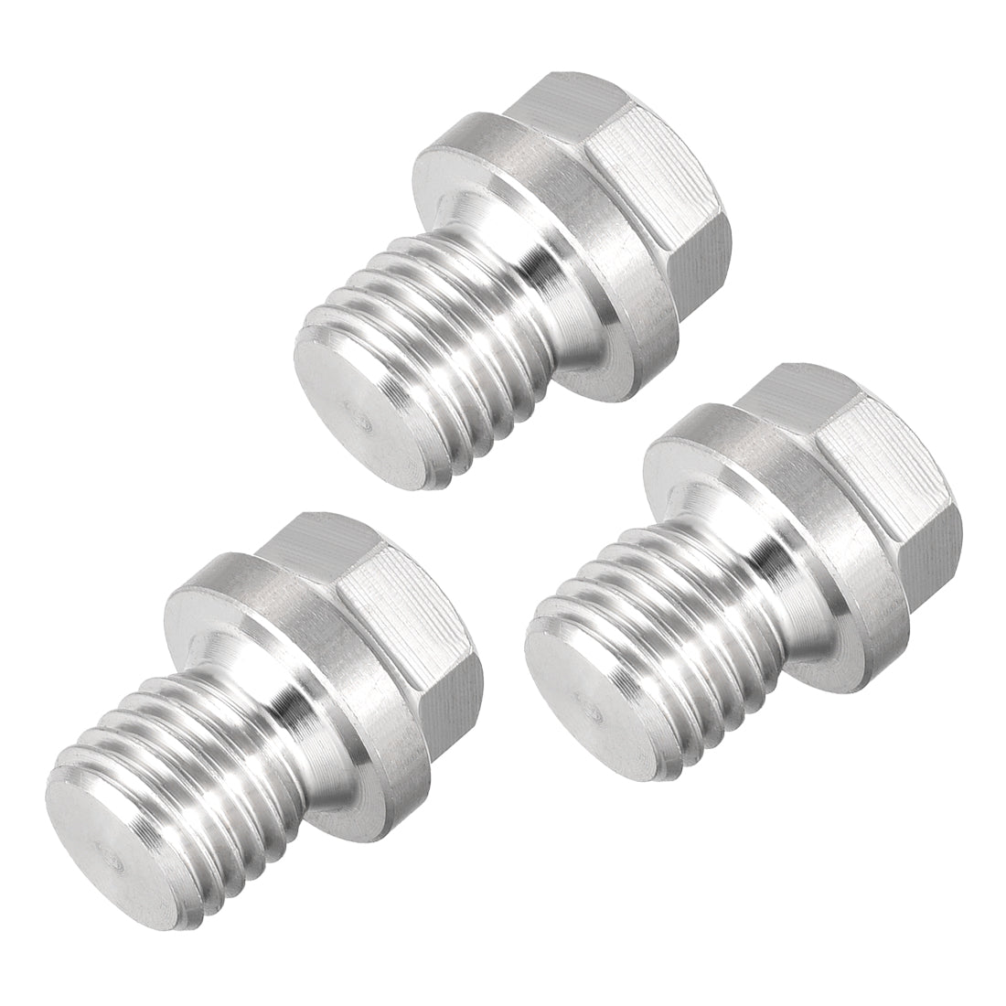 uxcell Uxcell M12 x 1.5 Male Outer Hex Head Plug - 304 Stainless Steel Solid Thread Corrosion Resistant Bung Plug Pipe Fitting 3Pcs