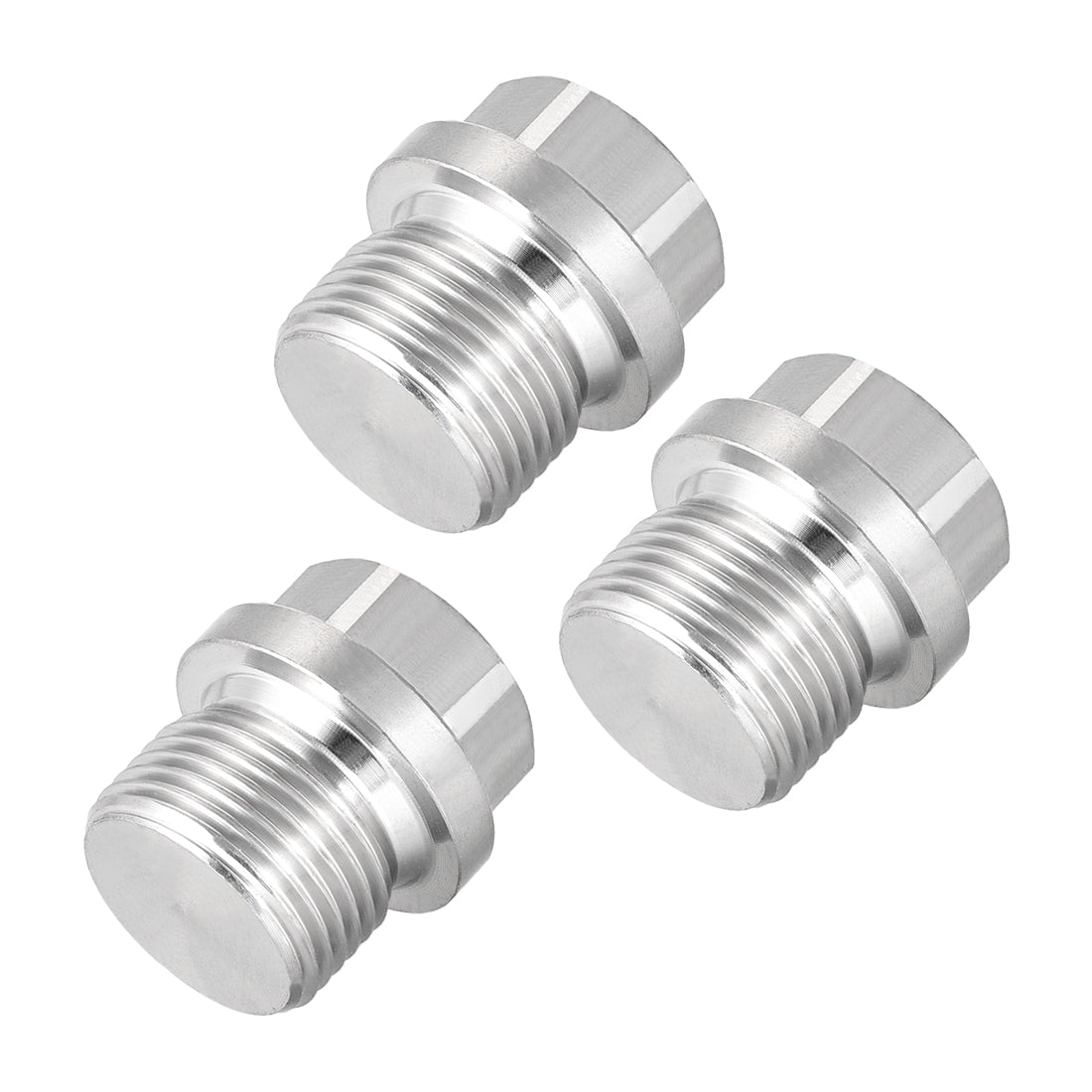 uxcell Uxcell M20 x 1.5 Male Outer Hex Head Plug - 304 Stainless Steel Solid Thread Corrosion Resistant Bung Plug Pipe Fitting 3Pcs