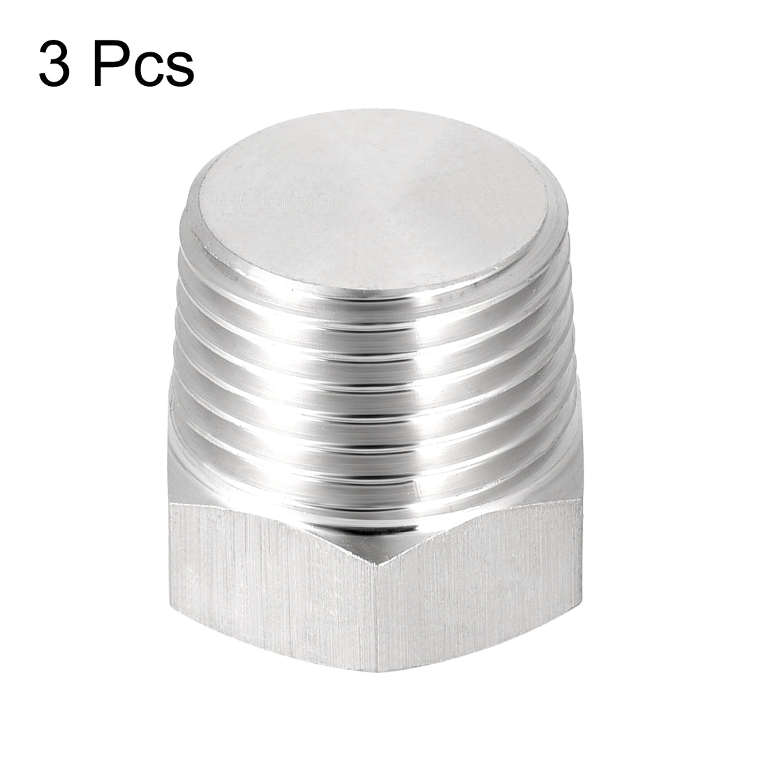 uxcell Uxcell 1/2NPT Male Outer Hex Head Plug - 304 Stainless Steel Solid Thread Corrosion Resistant Bung Plug Pipe Fitting 3Pcs