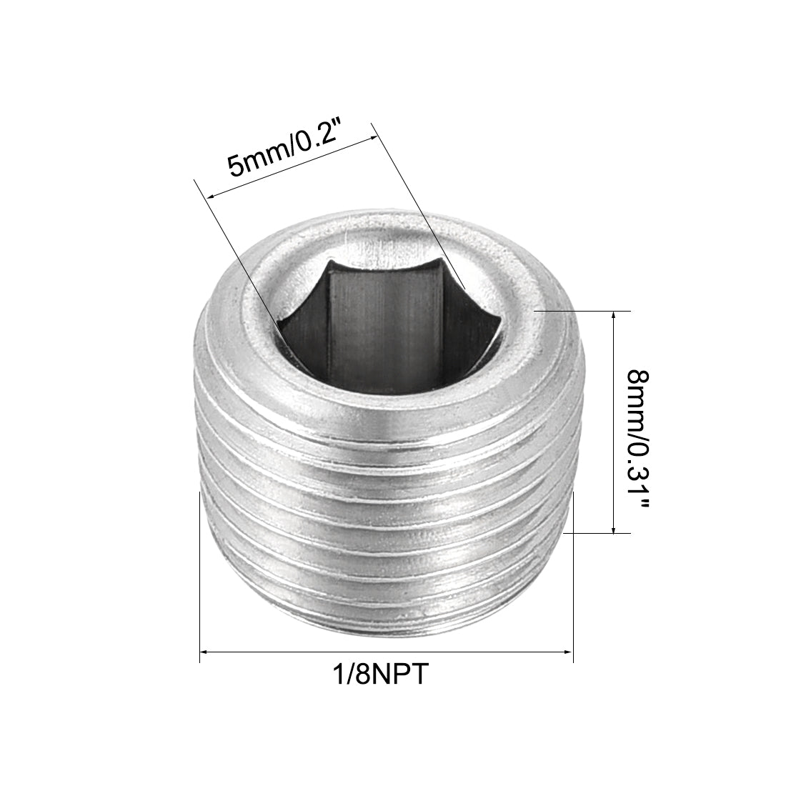 Uxcell Uxcell Hex Countersunk Plug - Stainless Steel Pipe Fitting 1/2NPT Male Thread Socket Pipe Adapter Connector 2Pcs