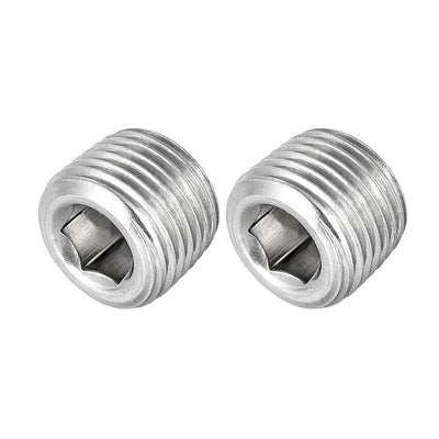 Harfington Uxcell Hex Countersunk Plug - Stainless Steel Pipe Fitting 1/2NPT Male Thread Socket Pipe Adapter Connector 2Pcs