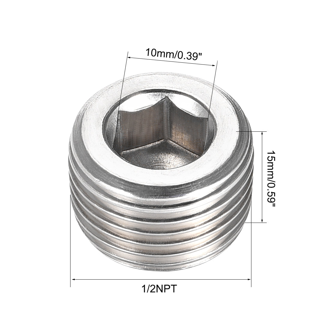 uxcell Uxcell Hex Countersunk Plug Stainless Steel Pipe Fitting Male Thread Socket Pipe Adapter Connector