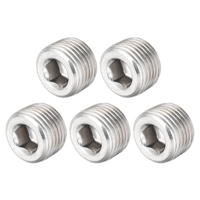 Harfington Uxcell Hex Countersunk Plug Stainless Steel Pipe Fitting Male Thread Socket Pipe Adapter Connector