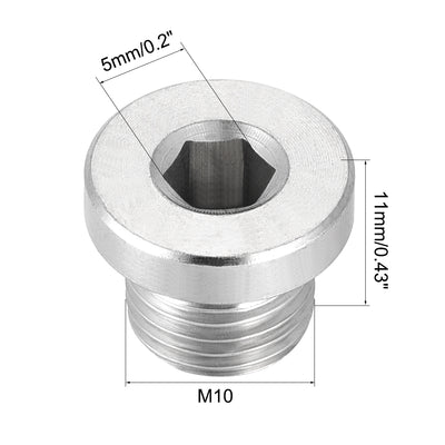 Harfington Uxcell Innensechskantbuchse mit Flansch M X Außengewinde Edelstahl Rohranschluss M10 x 1, 1_Pack