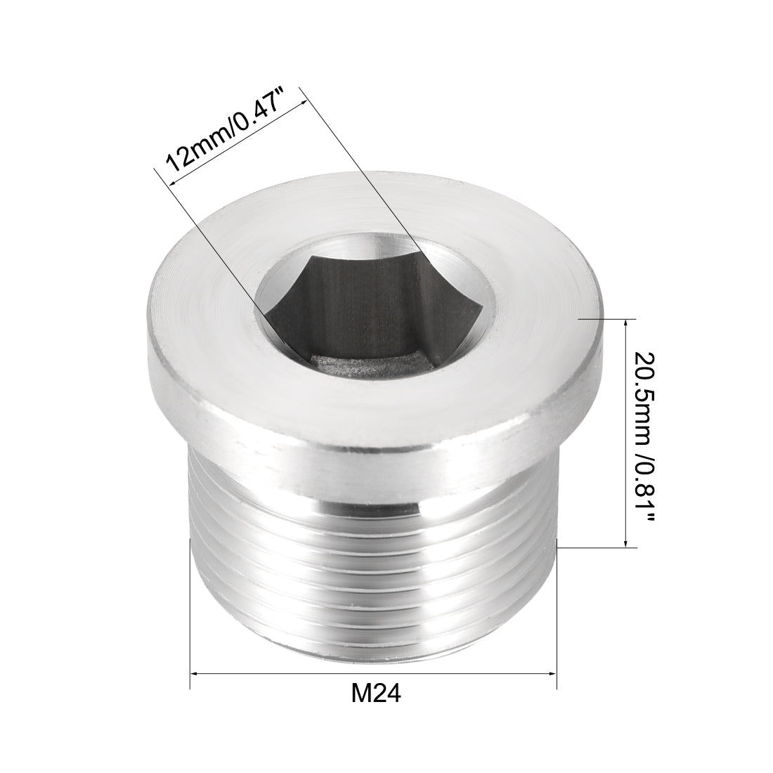 Uxcell Uxcell Countersunk Plug Internal Hex Head Socket with Flange - M22 x 1.5 Male Stainless Steel Pipe Fitting Thread