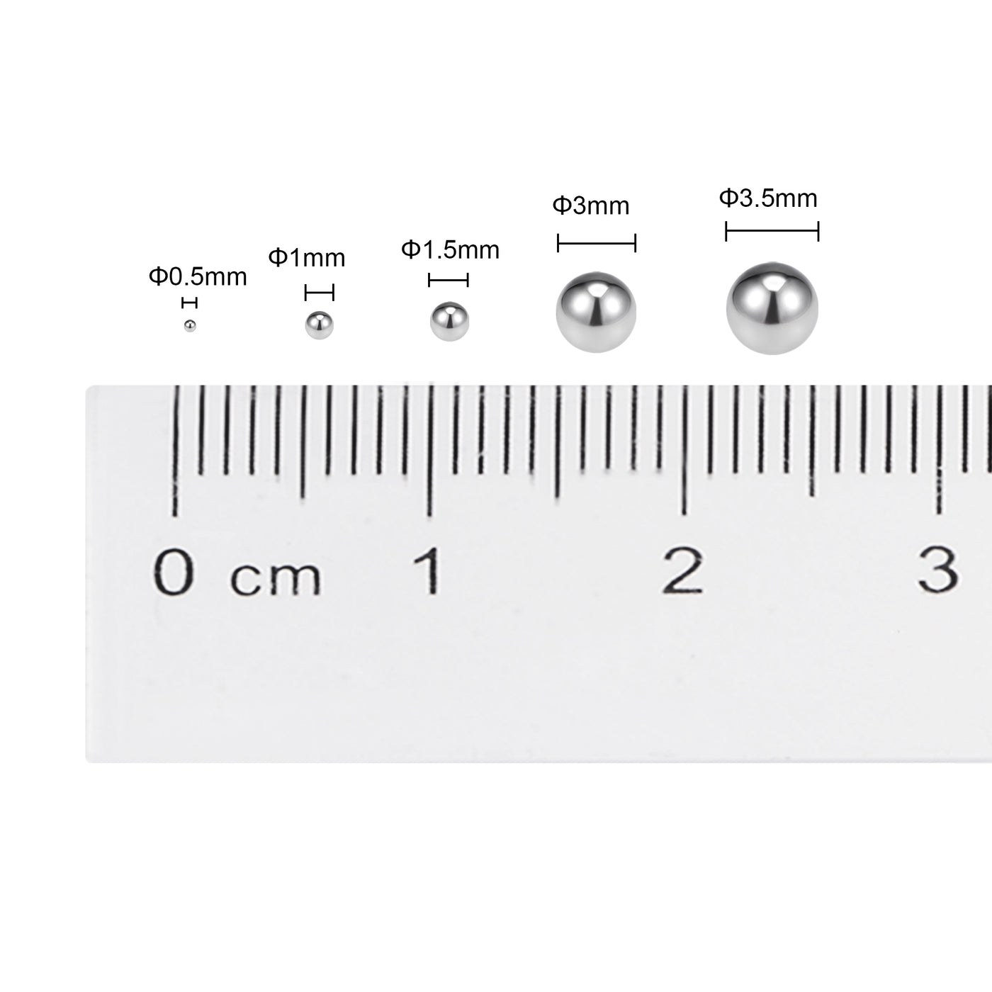 uxcell Uxcell Lager Ball 304 Edelstahl G200 Präzisionskugel 0,5mm-1,8mm 1,5 mm (1500 Stück)