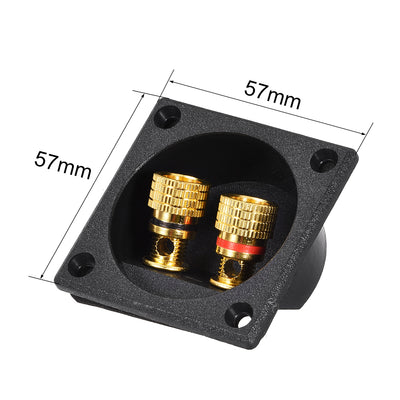 Harfington Uxcell 2-Way Square Speaker Box Terminal Binding Post Stereo Screw Cup Connectors Subwoofer Plugs 2pcs