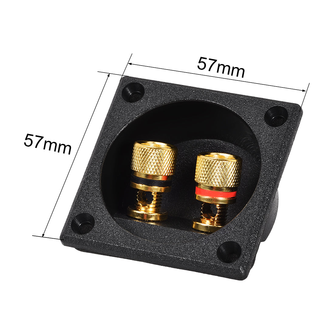 uxcell Uxcell 2-Way Square Speaker Box Terminal Binding Post Stereo Screw Connectors Subwoofer Plugs Black 1pcs