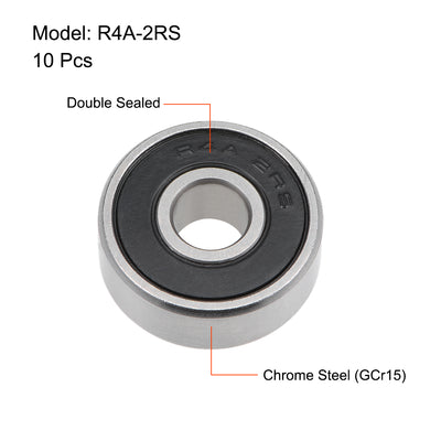 Harfington Uxcell 10 Stück Rillenkugellager R4A-2RS 1/4-Zollx3 / 4-Zollx9 / 32-Zoll abgedichtete Z2 Hebellager