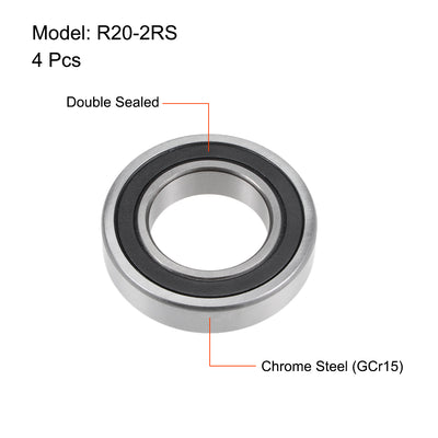 Harfington Uxcell Deep Groove Ball Bearings Double Sealed Chrome Steel ABEC1 Z2