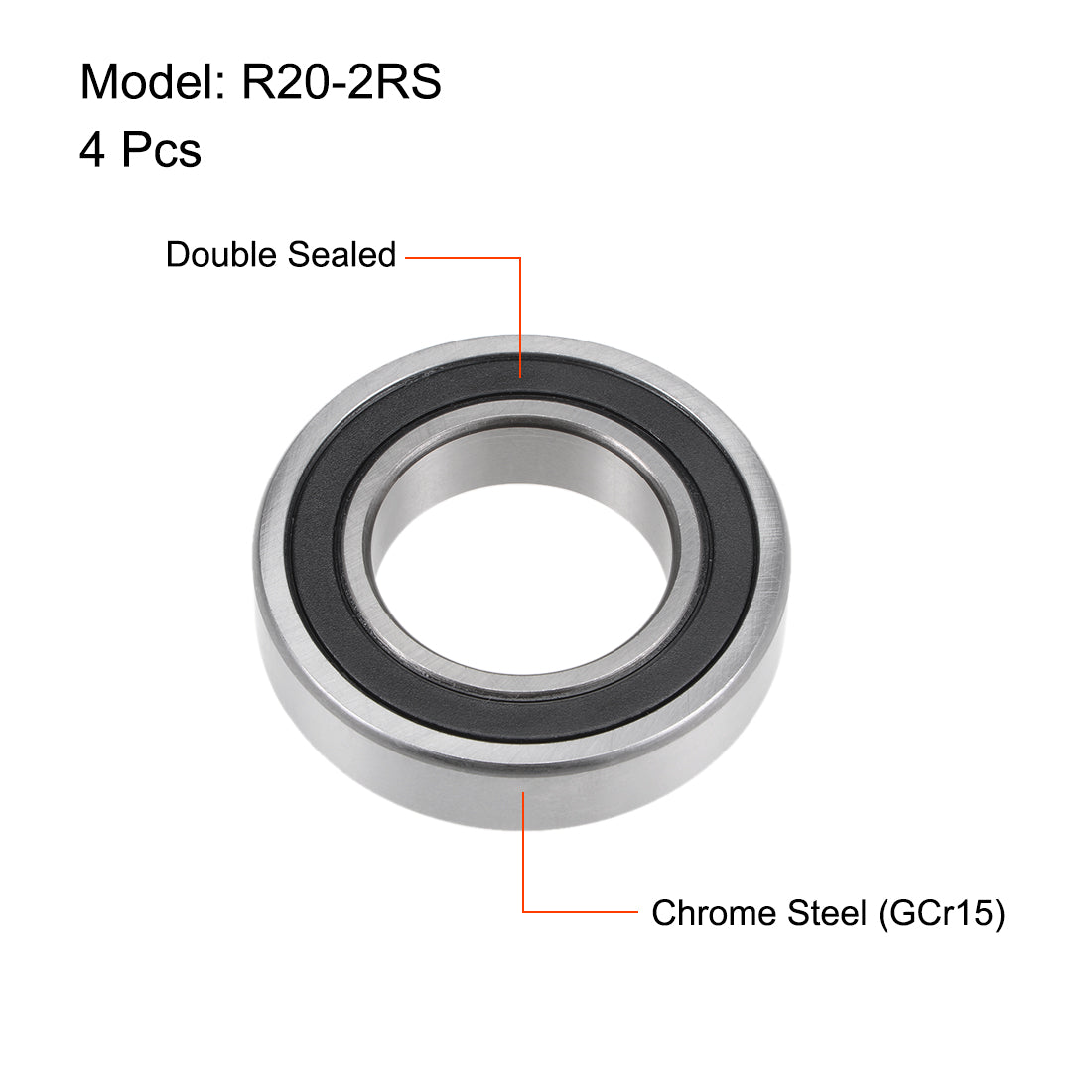 uxcell Uxcell Deep Groove Ball Bearings Double Sealed Chrome Steel ABEC1 Z2