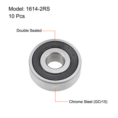 Harfington Uxcell 1614-2RS Deep Groove Ball Bearing 3/8"x1-1/8"x3/8" Sealed Z2 Lever Bearings 10pcs