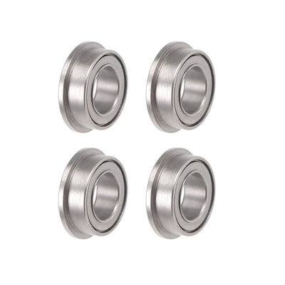 Harfington Uxcell MF74ZZ Flange Ball Bearing 4x7x2.5mm Shielded Chrome Bearings 4pcs