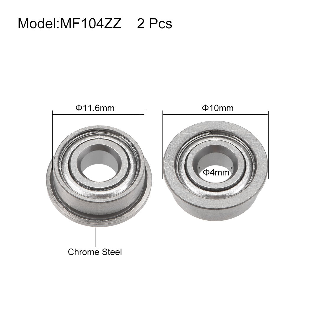 uxcell Uxcell Flanged Ball Bearing Double Shield Chrome Bearings