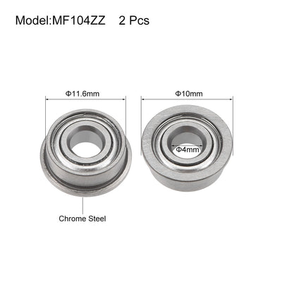 Harfington Uxcell Flanged Ball Bearing Double Shield Chrome Bearings