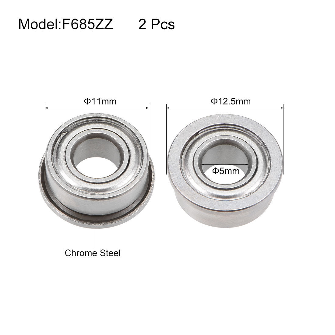 uxcell Uxcell Flanged Ball Bearings Shielded Chrome Steel Bearings