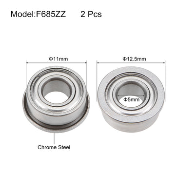 Harfington Uxcell Flanged Ball Bearings Shielded Chrome Steel Bearings