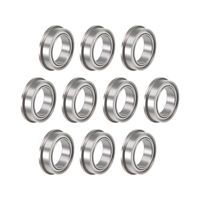 Harfington Uxcell F6700ZZ Flange Ball Bearing 10mmx15mmx4mm Double Shielded Chrome Bearings 10 Pcs