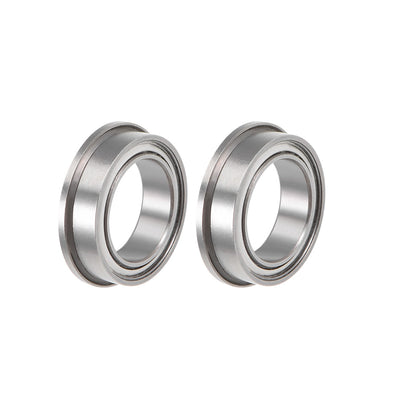 Harfington Uxcell F6700ZZ Flange Ball Bearing 10x15x4mm Shielded Chrome Bearings 2pcs